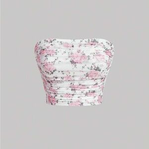 Floral Pink Strapless Bandeau Top